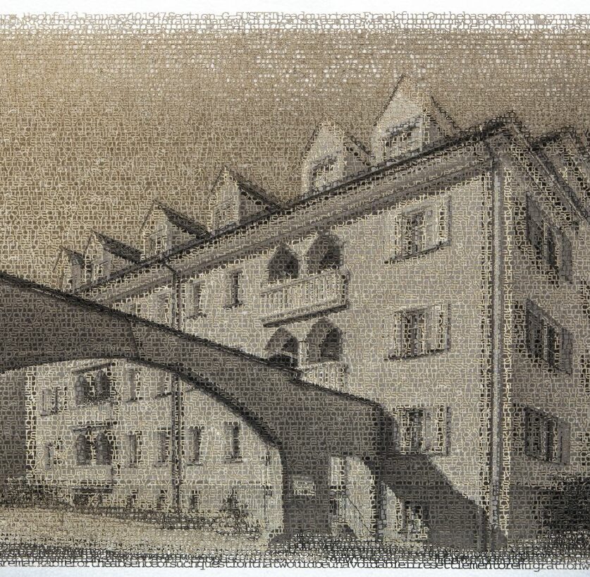 Zeichnung von Krista Svalbonas: Augsburg Hochfeld